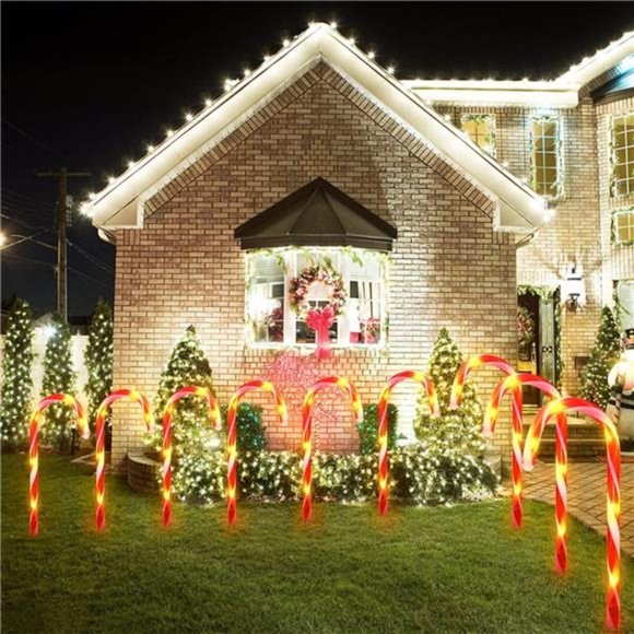 24 Pack Waterproof Solar Christmas Candy Cane Lights, Stake Lights with 8 Modes - Picture 6 of 7